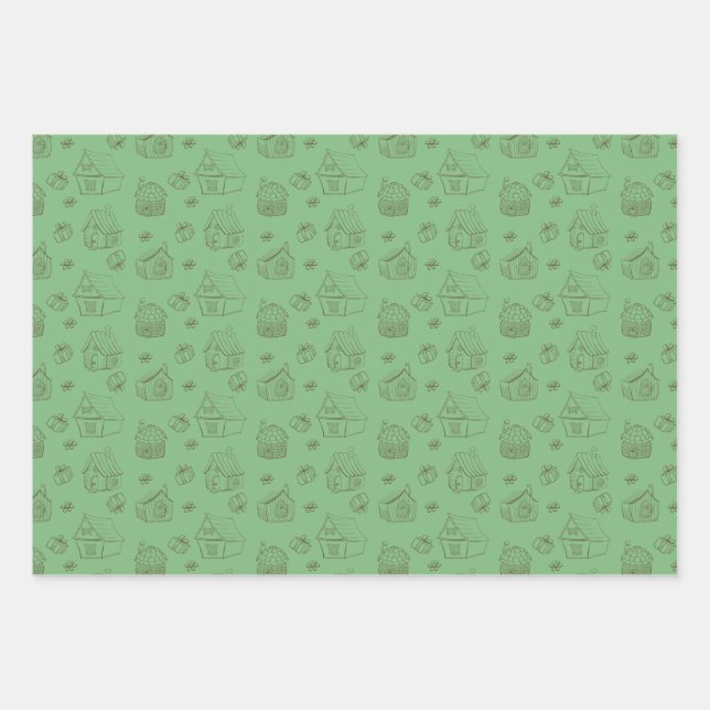 Housewarming Whimsical houses Wrapping Paper Sheet (Front)