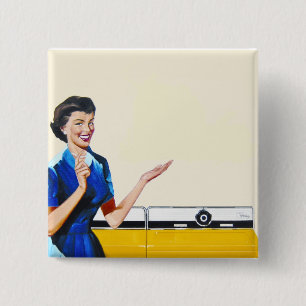 Housewife and New Washer 15 Cm Square Badge