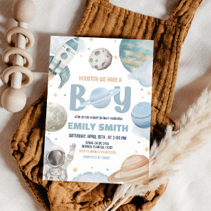 Houston Boy Space Baby Shower Invitation
