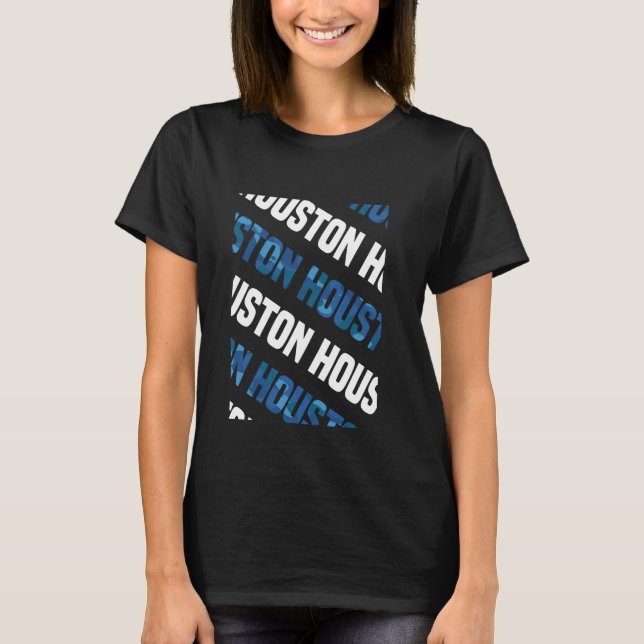 Houston Camo Pattern Blue Camouflage T-Shirt (Front)