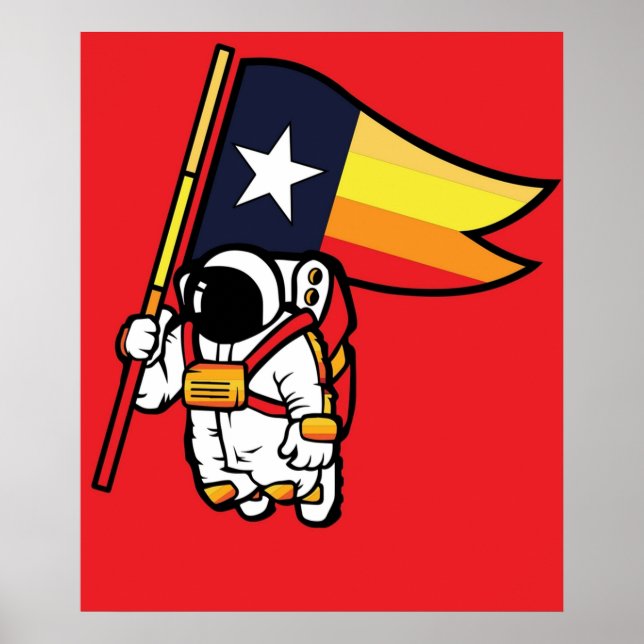 Houston Champ Texas Flag Astronaut Space City Poster (Front)