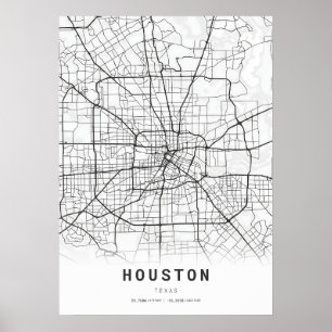 Houston City Cartography Map Poster