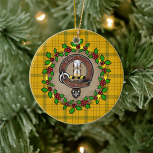 Houston Clan Badge & Tartan Personalised Xmas Ceramic Ornament