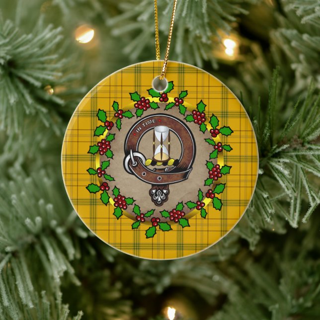 Houston Clan Badge & Tartan Personalised Xmas   Ceramic Ornament (Tree)