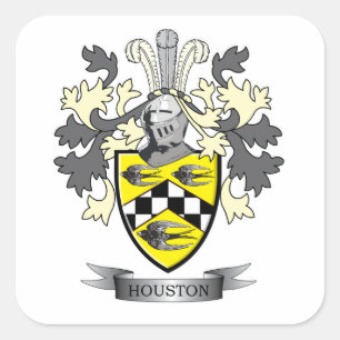 Houston Family Crest Coat of Arms Square Sticker