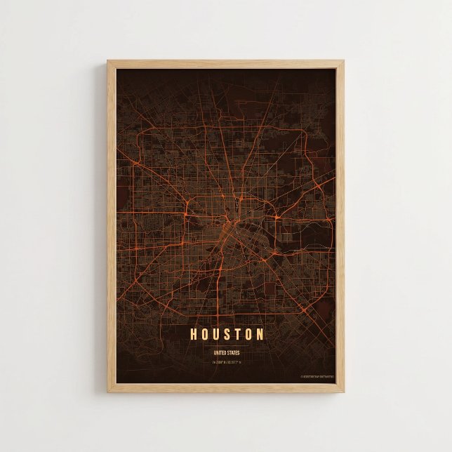 Houston Heatwave Map Print Texas Poster Wallart (Creator Uploaded)