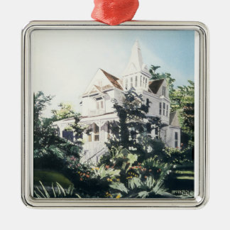 Houston Heights Watercolor, 1896 Harvard Street 2 Metal Ornament
