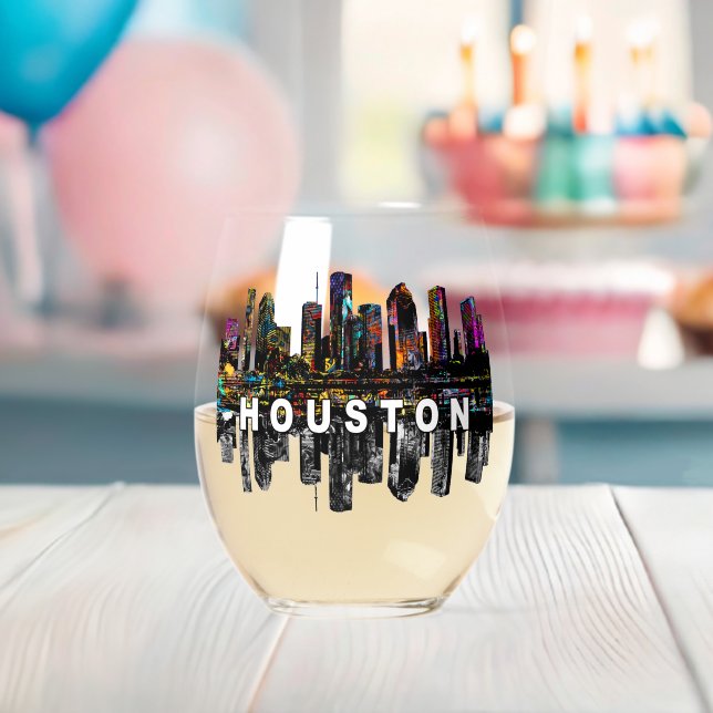 Houston in graffiti  stemless wine glass (Insitu (Baby Shower))