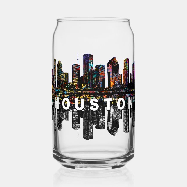 Houston in graffiti with monogram  can glass (Front)