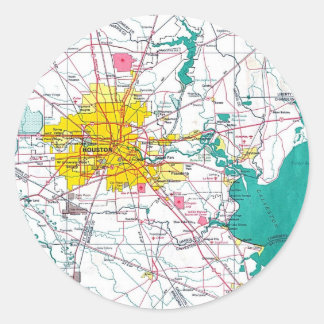 Houston Map Classic Round Sticker