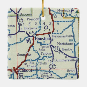 Houston MO Vintage Map Ceramic Ornament