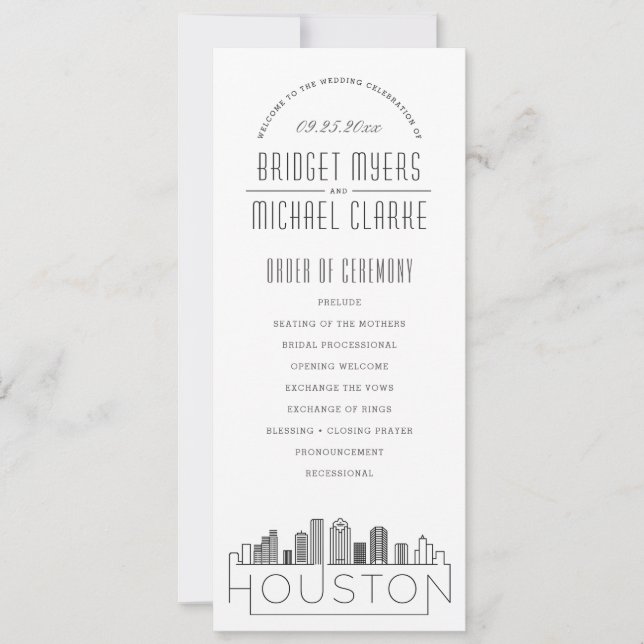 Houston | Modern Deco Wedding Program (Front)