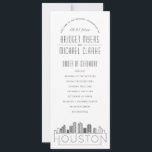 Houston | Modern Deco Wedding Program<br><div class="desc">A deco skyline-themed wedding program for a wedding taking place in the beautiful city of Houston, Texas. This wedding program card features a stylised illustration of the city's unique skyline with its name underneath. This is resting underneath your wedding day information in a matching open-lined style. On the reverse side...</div>