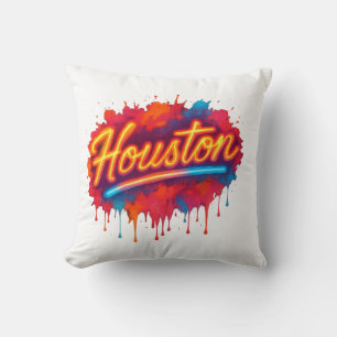 Houston Neon Street-Art Glow Cushion