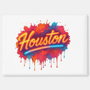 Houston Neon Street-Art Llow Magnet