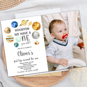 Houston Outer Space Birthday Invitation with Photo