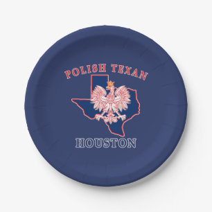 Houston Polish Texan Paper Plate