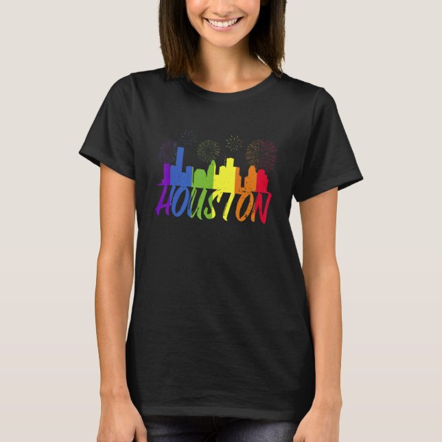 Houston Pride Skyline  Pride Parade Houston T-Shirt (Front)