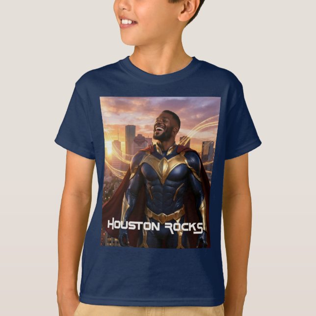HOUSTON ROCKS - SUPERHERO T-Shirt (Front)