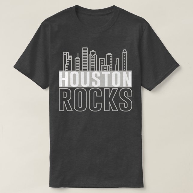 Houston Rocks Texas City Skyline T-Shirt (Design Front)