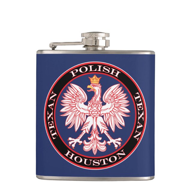 Houston Round Polish Texan Hip Flask (Front)