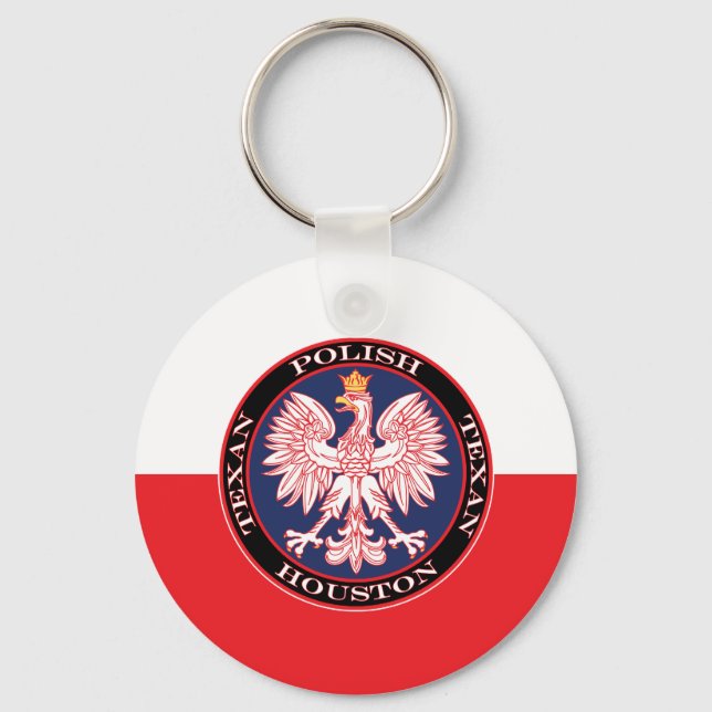 Houston Round Polish Texan Key Ring (Front)