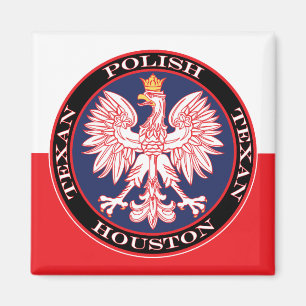 Houston Round Polish Texan Magnet
