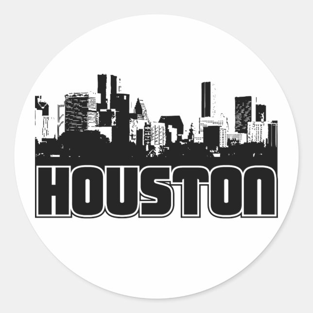 Houston Skyline Classic Round Sticker (Front)