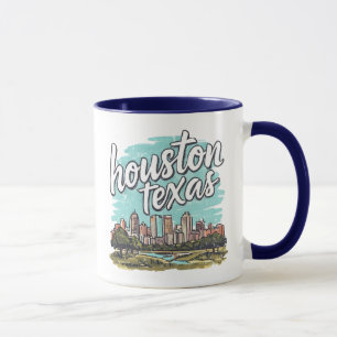 Houston Skyline Cute Colorful Cityscape Mug