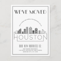 Houston Skyline Modern Deco Change of Address