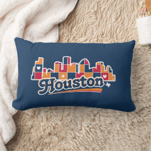 Houston Skyline Patchwork navy Lumbar Cushion