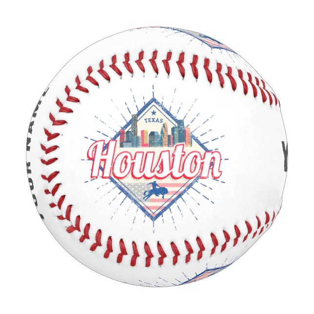Houston Skyline Texas United States Vintage USA Baseball (Front Left)