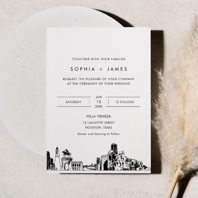 Houston Skyline Wedding Invitation with Photo (Creator Uploaded)