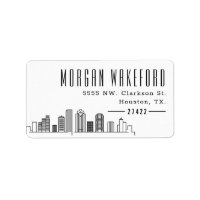Houston Stylised Skyline Large Address Label