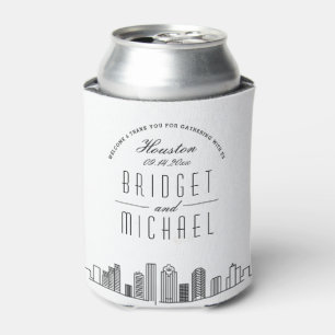 Houston Stylised Skyline   Wedding Can Cooler