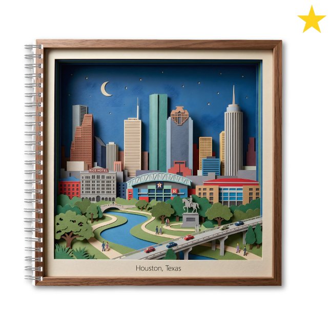 Houston Texas America Layered Paper Art Diorama Notebook (Creator Uploaded)