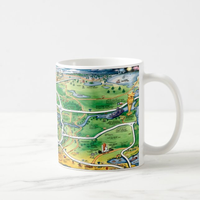 Houston Texas Cartoon Map Coffee Mug (Right)