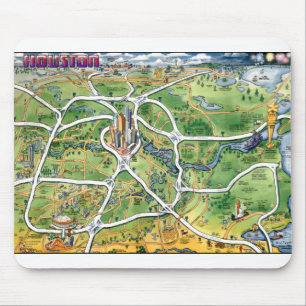 Houston Texas Cartoon Map Mouse Pad