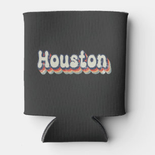 Houston Texas Chrome City Classic Art Can Cooler
