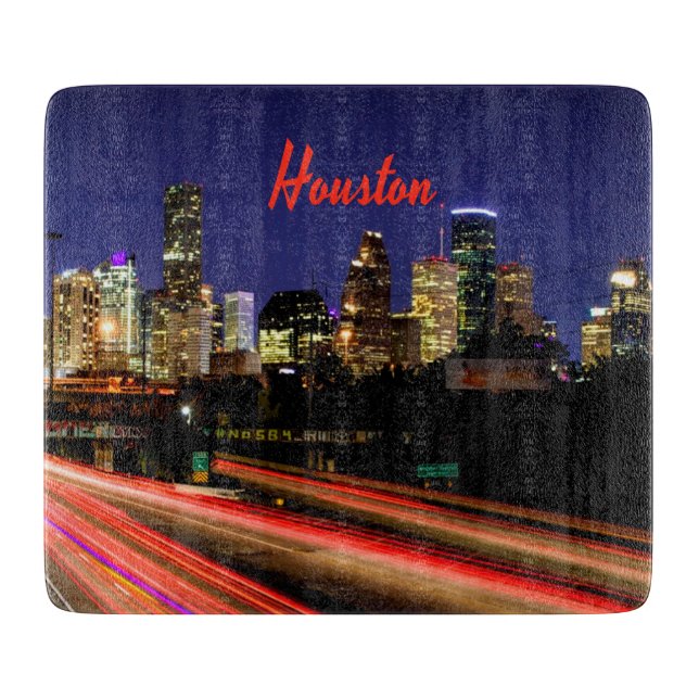 Houston Texas City Skyline Cutting Board (Front)