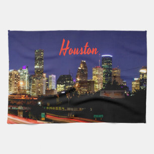 Houston Texas City Skyline Tea Towel