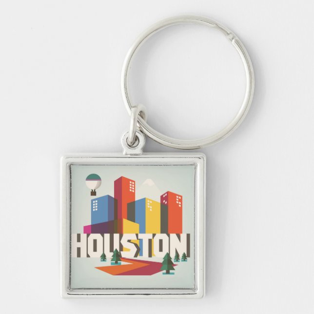 Houston, Texas | Cityscape Design Key Ring (Front)