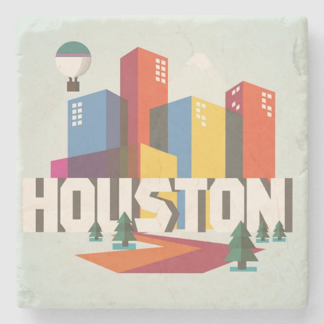 Houston, Texas | Cityscape Design Stone Coaster (Front)