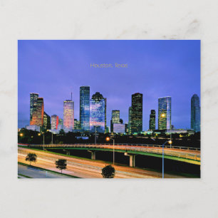 Houston, Texas cityscape nighttime photograph Holiday Postcard