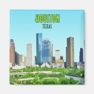 Houston Texas Downtown Vintage Magnet