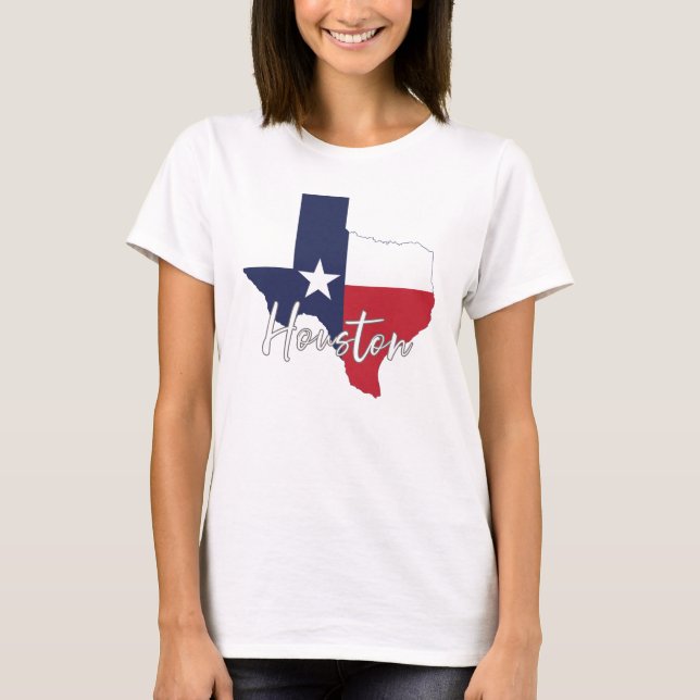 Houston, Texas Flag Map Women's White T-Shirt (Front)