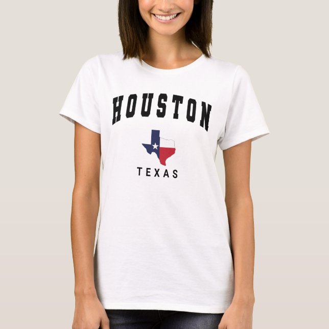 Houston, Texas Flag Map Women's White T-Shirt (Front)