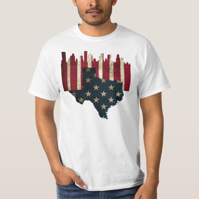 Houston, Texas Flag Skyline T-Shirt (Front)
