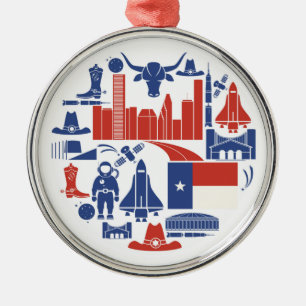 Houston Texas Icons Metal Ornament