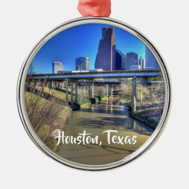Houston, Texas Keepsake Christmas Metal Ornament (Front)